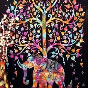 Rainbow Elephant Tapestry